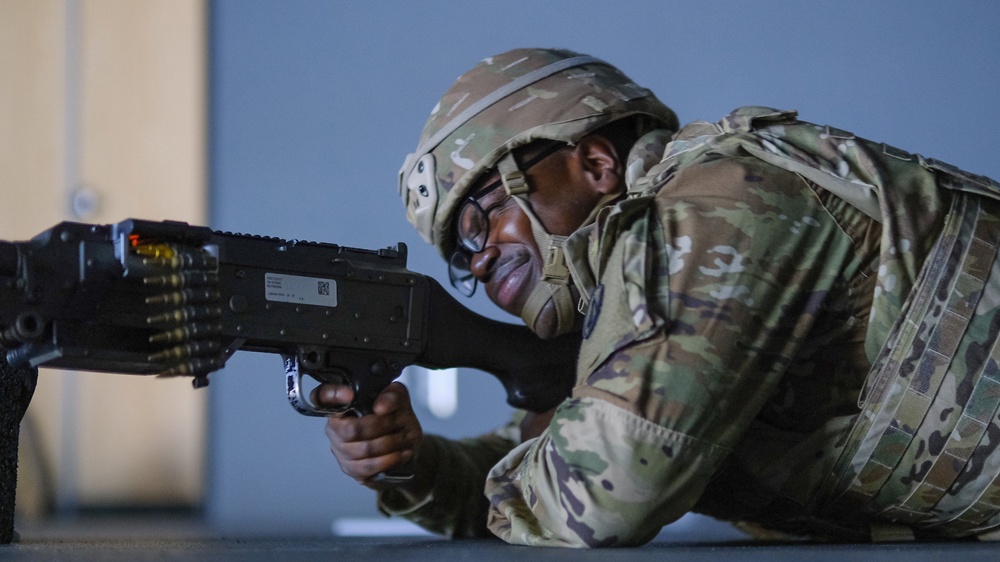 Soldiers complete Engagement Skills Trainer event during 2022 Surface Deployment and Distribution Command Best Warrior Competition