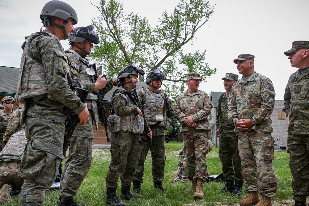 Senior leaders of Iowa National Guard, Kosovo Security Force visit troops during medic training