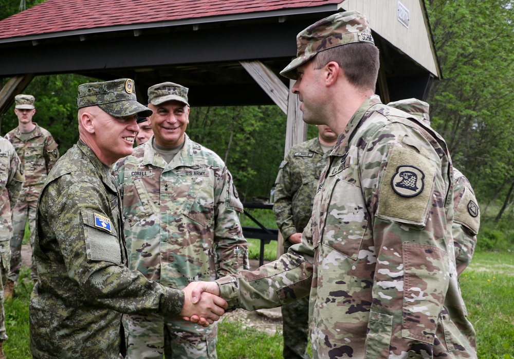 KSF commander greets troop during battle drills