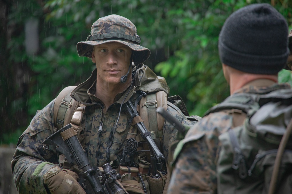 Force Reconnaissance Marines Patrol the Jungle of Okinawa