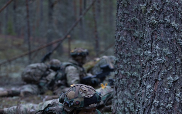 U.S. Army Spc. Kaitlin Ferguson pulls security during Exercise Arrow 22