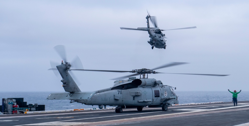 An MH-60R Takes Off Of The Flight Deck