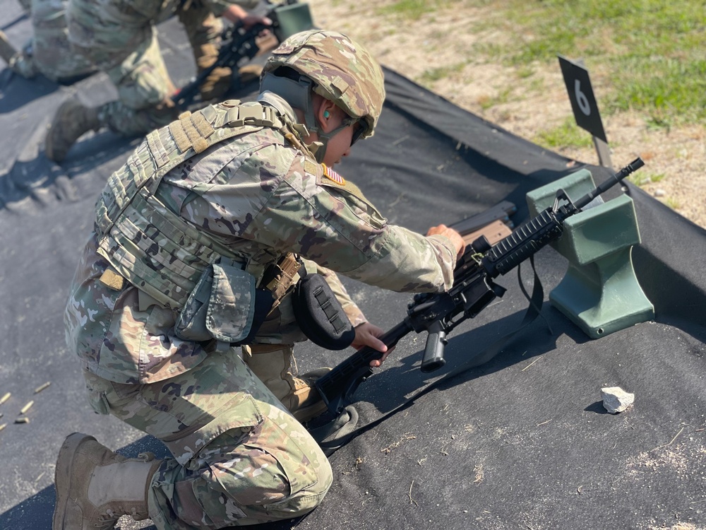 Members of the Louisiana National Guard's 926th Sapper Company zero their M-4 carbine rifles in preparation for weapons qualification at Camp Shelby in Hattiesburg, MS, May 11