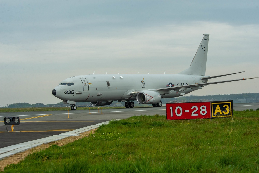 NAF P-8A Taxis on MISAWA AIR BASE Runway