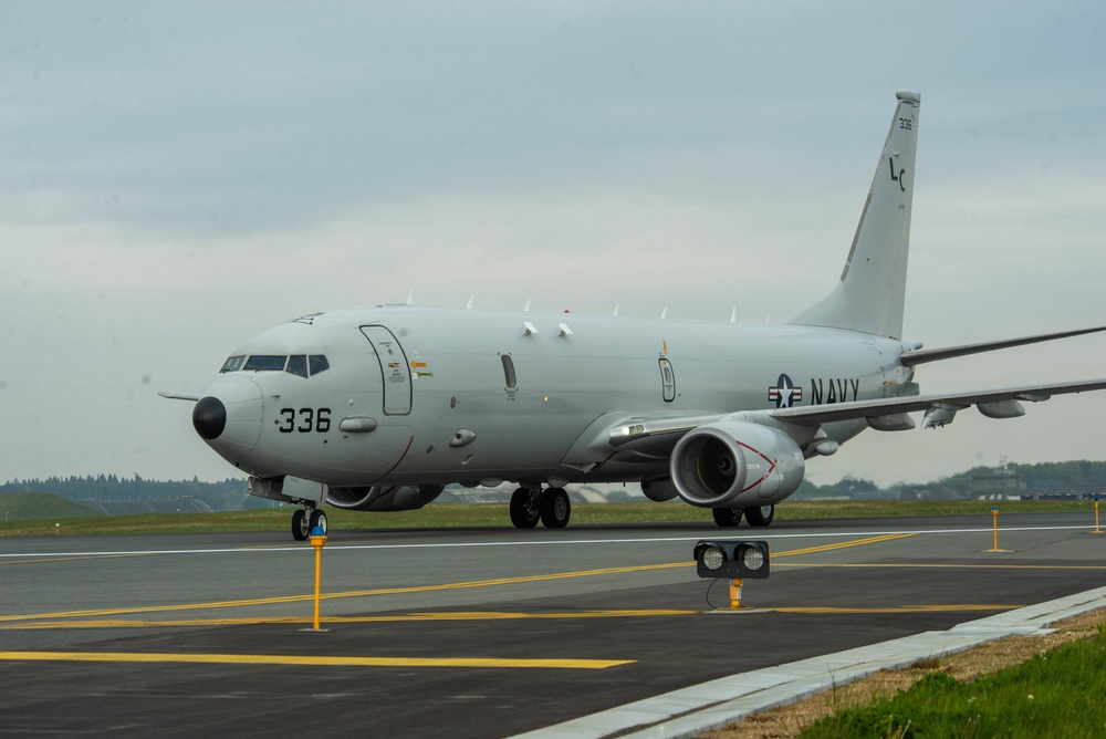 NAF P8A Poseidon Taxis on Runway at MISAWA AIR BASE