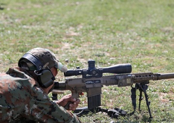 U.S. Army Green Berets assigned to 10th Special Forces Group (Airborne) and Macedonian Special Operations Task Unit “Wolves” train on multiple types of sniper rifles