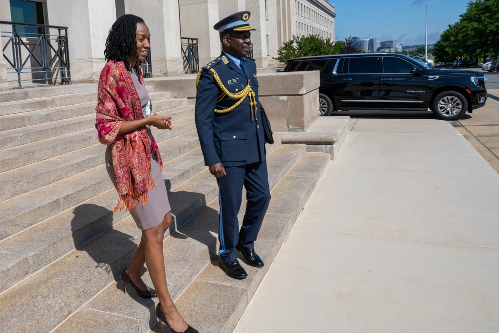 Deputy Assistant Secretary of Defense for African Affairs Chidi Blyden meets with Zambian Foreign Minister Stanley Kasongo Kakubo