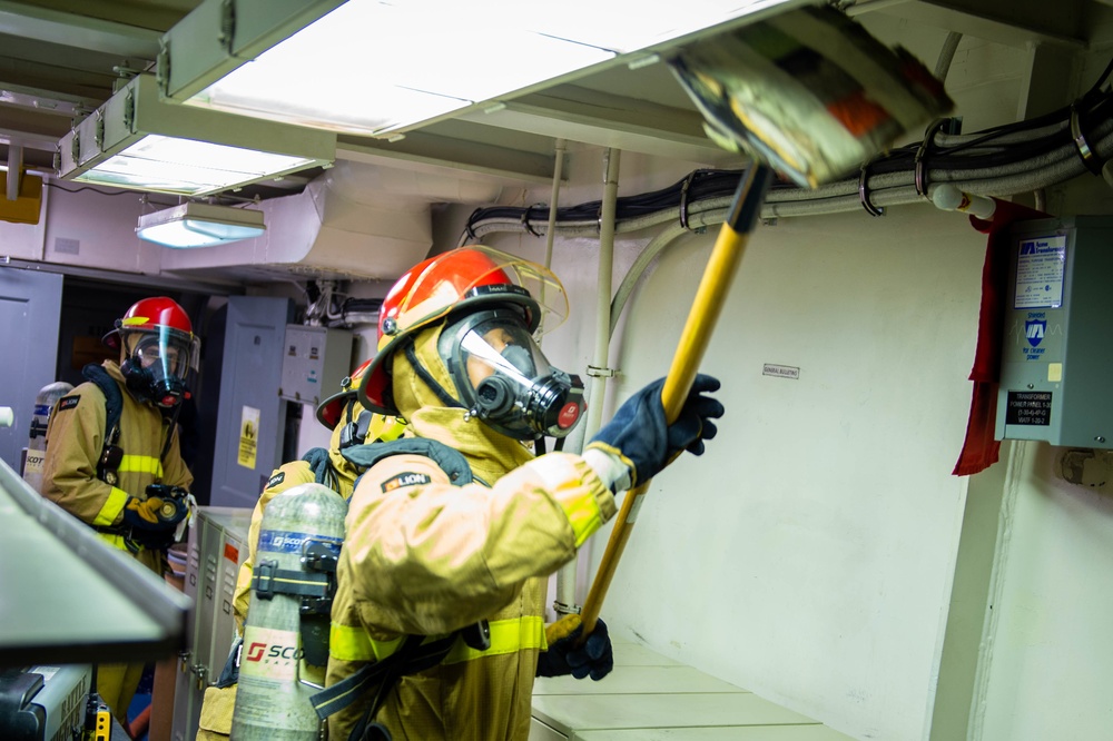 USS Carl Vinson (CVN 70) Sailors Conduct Firefighting Drills in San Diego