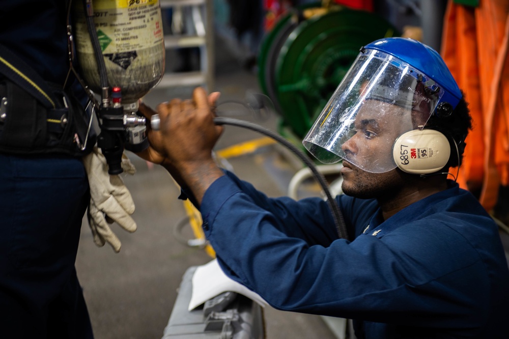USS Carl Vinson (CVN 70) Sailors Conduct Firefighting Drills in San Diego