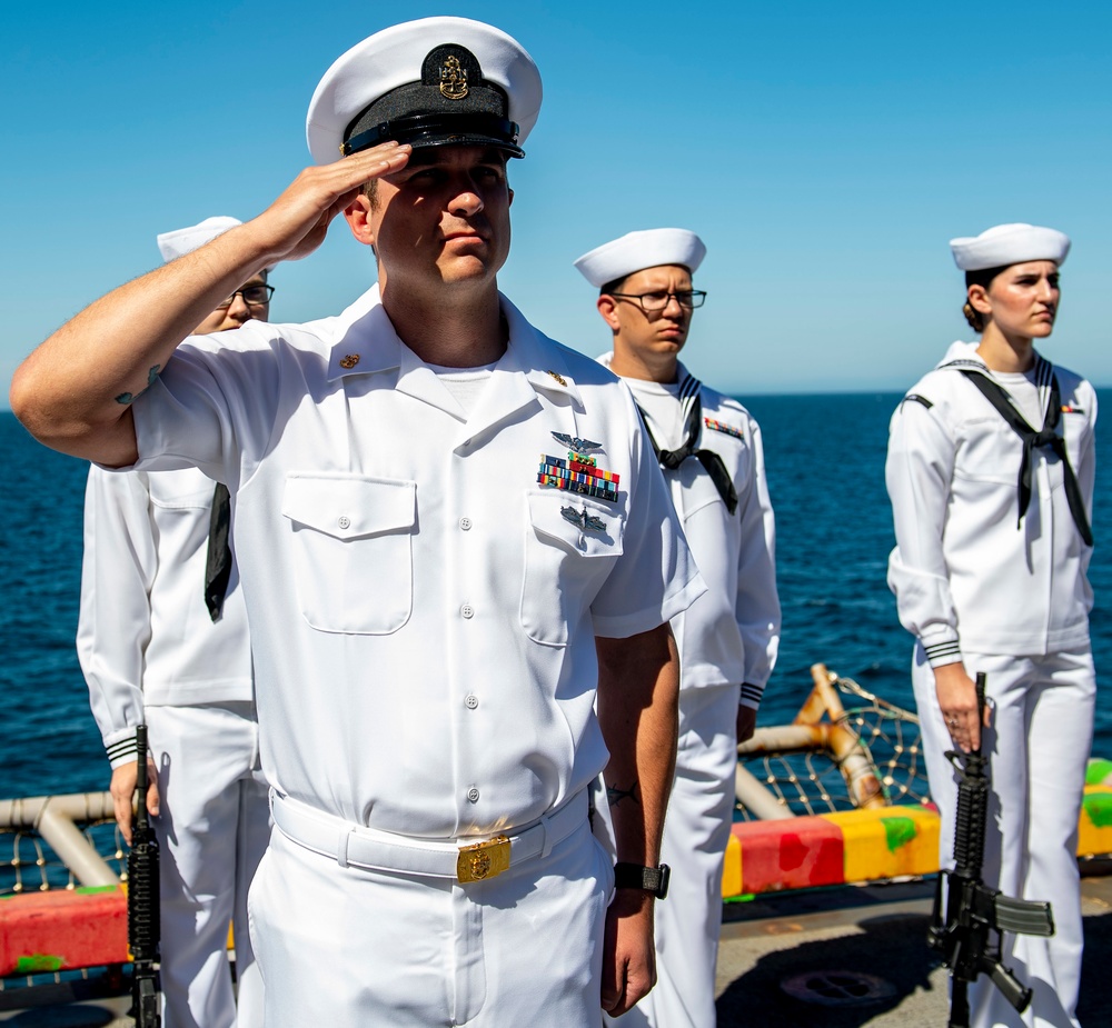 USS Essex Conducts Burial At Sea