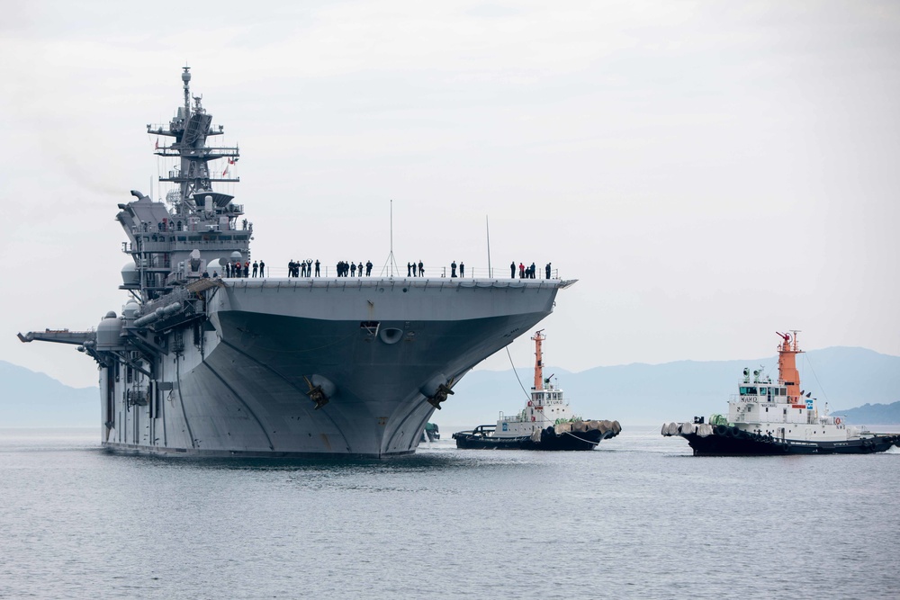 USS Tripoli Docks at MCAS Iwakuni