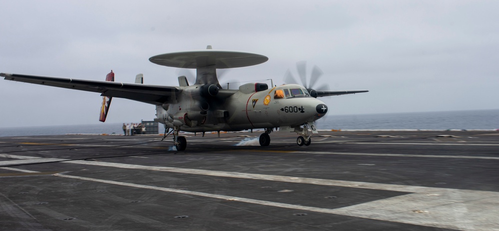 An E-2C Hawkeye Makes An Arrested Gear Landing