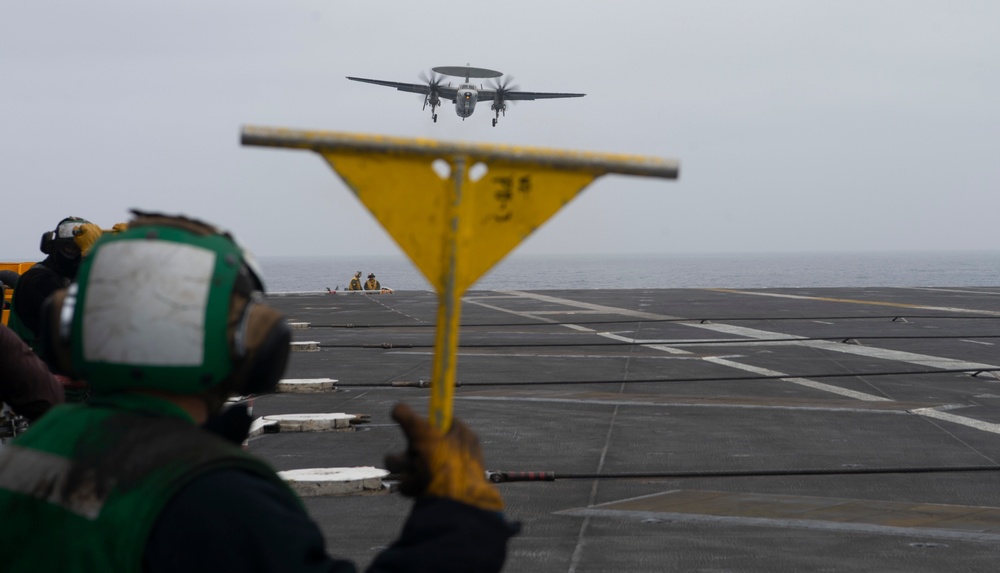 An E-2C Hawkeye Prepares To Make An Arrested Gear Landing