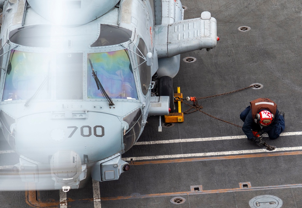 An MH-60R Sea Hawk Rests On The Flight Deck