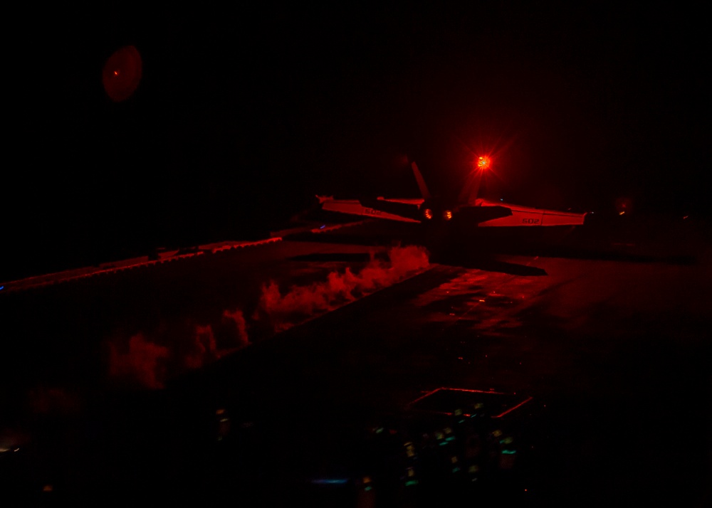 An E/A-18G Growler Launches Off The Flight Deck