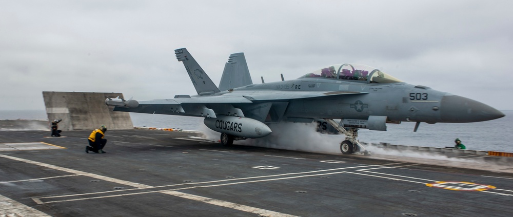 An E/A-18G Growler Prepares To Takeoff On The Flight Deck