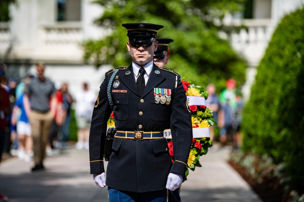Spanish Minister of Defense Margarita Robles Participates in a Public Wreath-Laying Ceremony at the Tomb of the Unknown Soldier