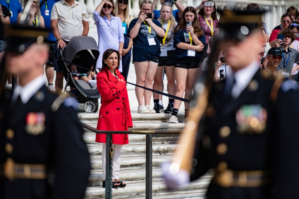 Spanish Minister of Defense Margarita Robles Participates in a Public Wreath-Laying Ceremony at the Tomb of the Unknown Soldier