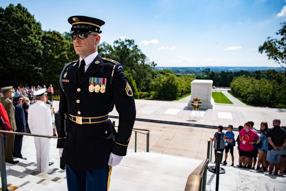 Spanish Minister of Defense Margarita Robles Participates in a Public Wreath-Laying Ceremony at the Tomb of the Unknown Soldier