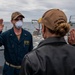 Gridley conducts a promotion ceremony on the ship's forecastle