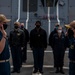 Gridley conducts a promotion ceremony on the ship's flight deck