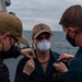 Gridley conducts a promotion ceremony on the ship's forecastle