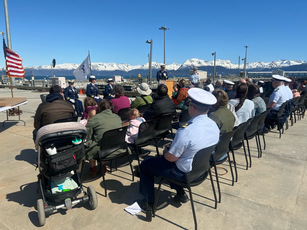 Coast Guard Cutter Hickory crew holds change-of-command ceremony in Homer, Alaska