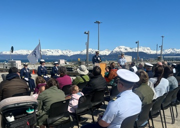 Coast Guard Cutter Hickory crew holds change-of-command ceremony in Homer, Alaska