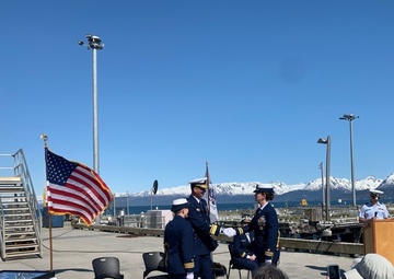 Coast Guard Cutter Hickory crew holds change-of-command ceremony in Homer, Alaska