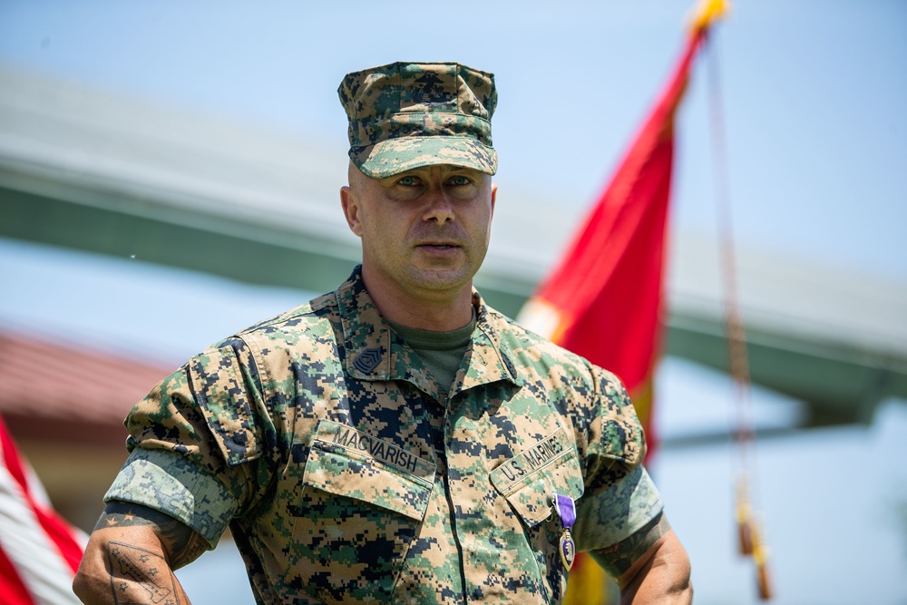 Marine awarded Purple Heart for wound received during Operation Enduring Freedom