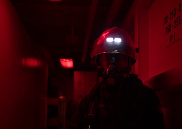 Sailor Maintains Fire Boundary During Drill