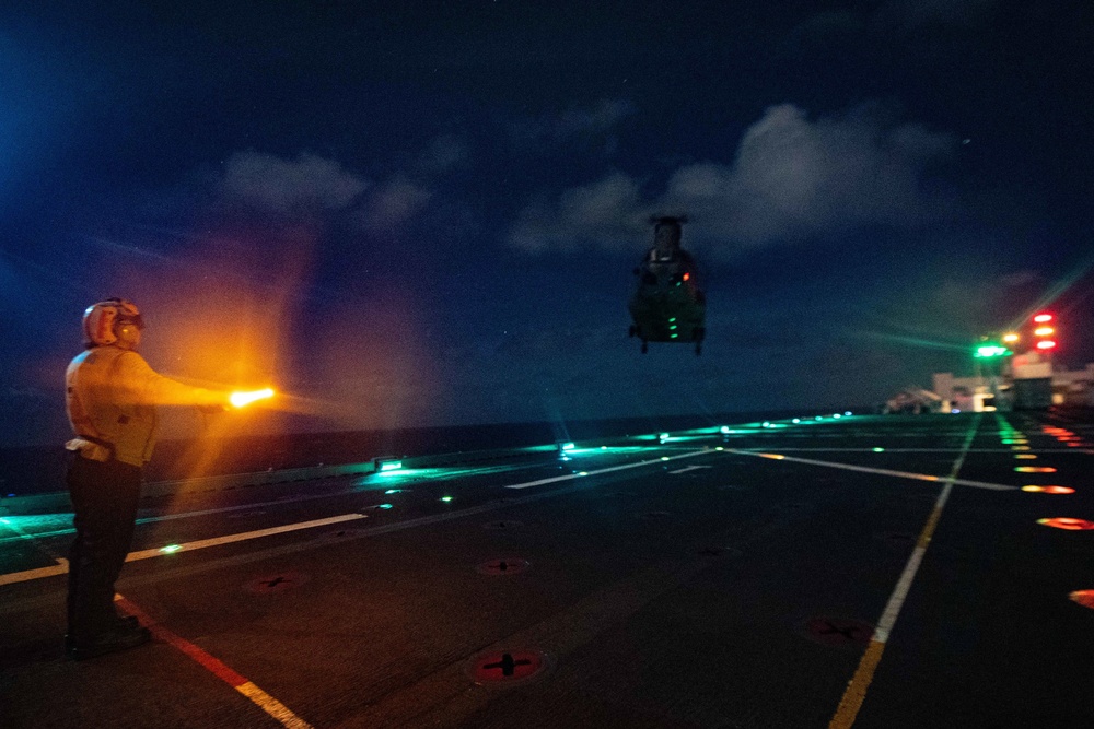 USNS Mercy Conducts Night Flight Operations