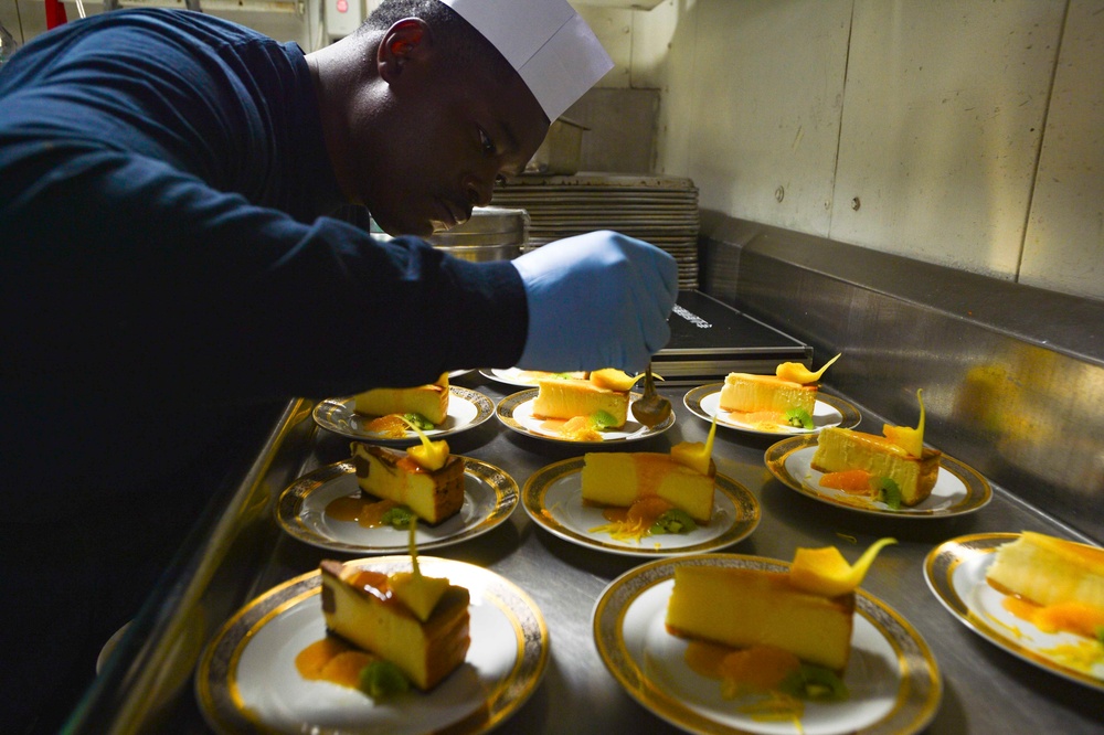 Nimitz Sailors Serve Diner to Distinguished Visitors