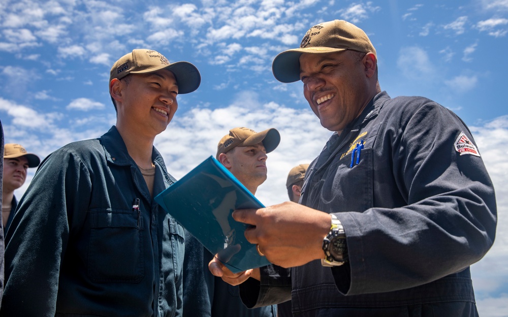 Sailors Aboard USS Dewey (DDG 105) Conduct Awards Quarters