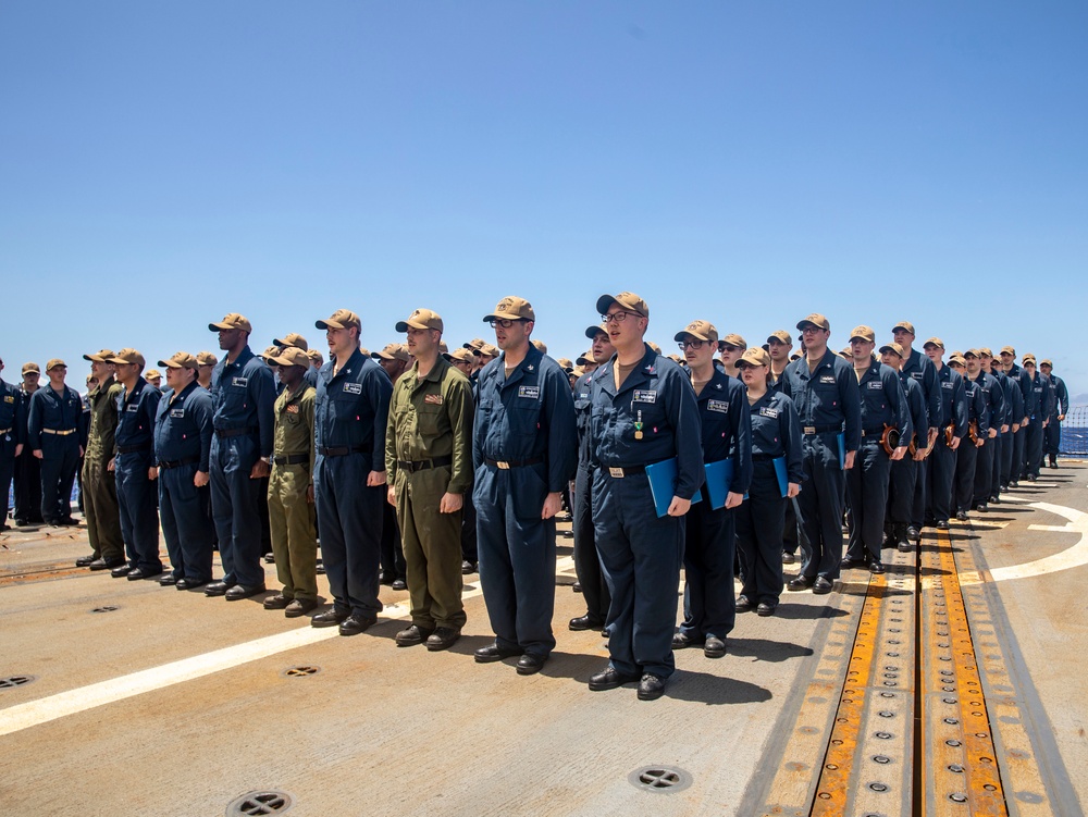 Sailors Aboard USS Dewey (DDG 105) Conduct Awards Quarters