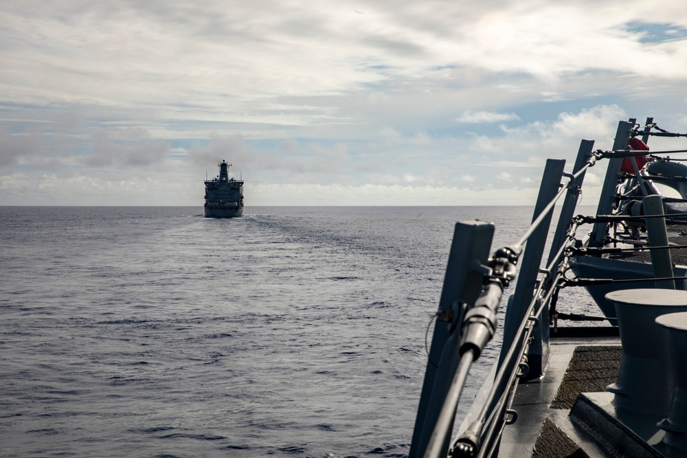 Sailors Aboard USS Dewey (DDG 105) Conduct Replenishment-at-Sea with USNS Tippecanoe (T-AO-199)