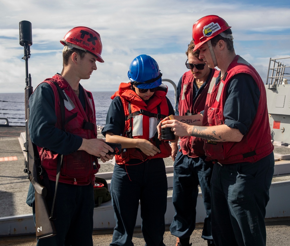 Sailors Aboard USS Dewey (DDG 105) Conduct Replenishment-at-Sea with USNS Tippecanoe (T-AO-199)