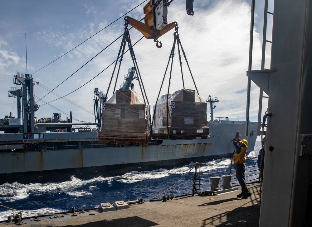 Sailors Aboard USS Dewey (DDG 105) Conduct Replenishment-at-Sea with USNS Tippecanoe (T-AO-199)
