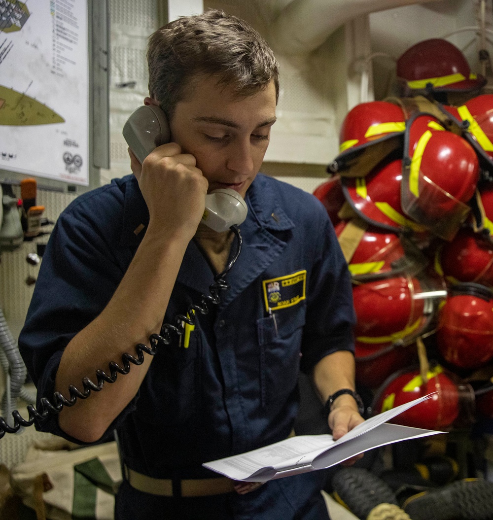 Sailors Conduct Damage Control Drill Aboard USS Dewey (DDG 105)