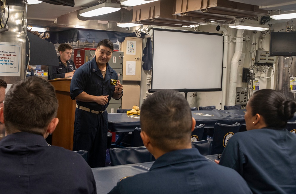 Sailors Hold Asian American and Pacific Islander Heratige Month Celebration Aboard USS Dewey (DDG 105)