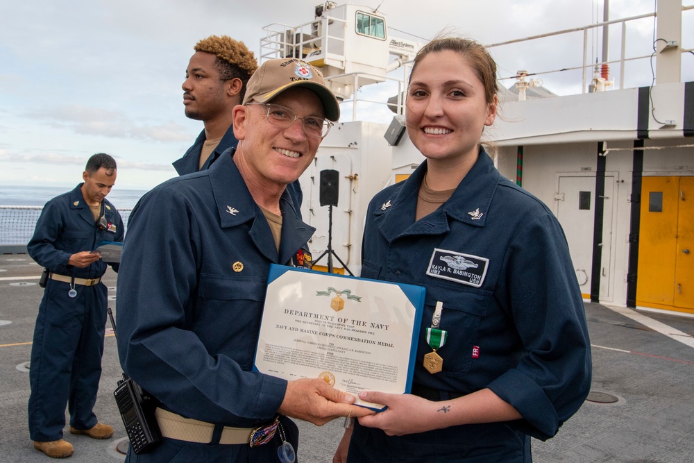 Sailor Receives Award Aboard USNS Mercy