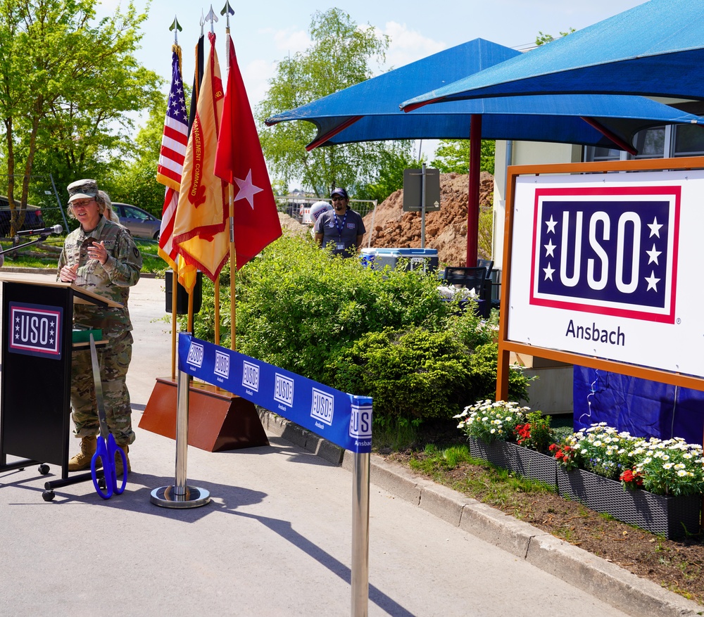 USAG Ansbach GC speaks at USO grand opening