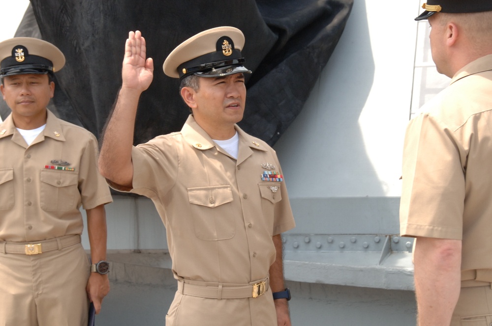 Reenlistment ceremony aboard Battleship Wisconsin