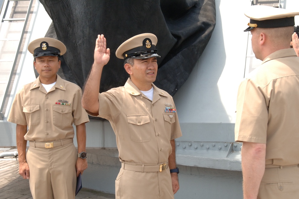 Reenlistment ceremony aboard Battleship Wisconsin