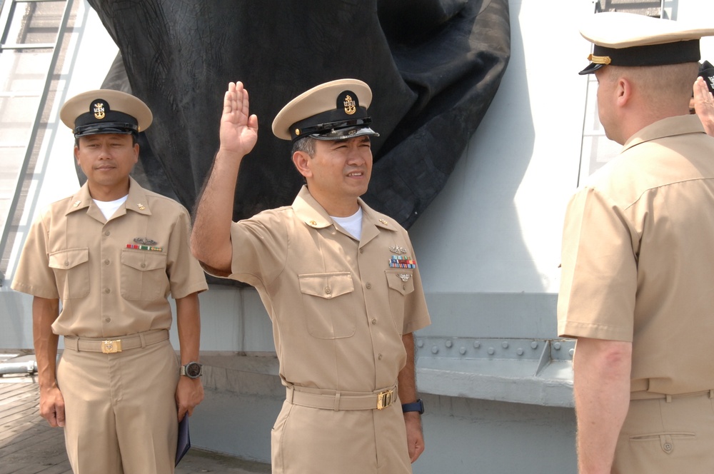 Reenlistment ceremony aboard Battleship Wisconsin