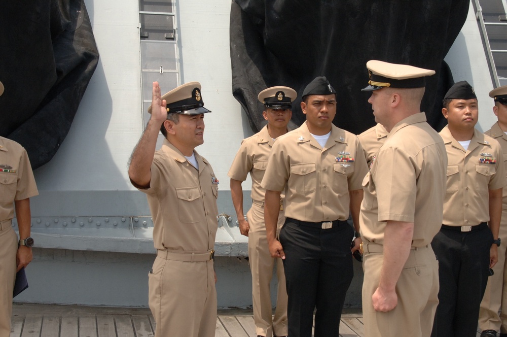 Reenlistment ceremony aboard Battleship Wisconsin