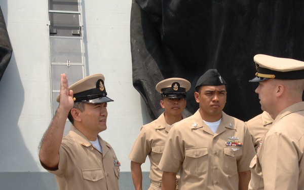Reenlistment ceremony aboard Battleship Wisconsin