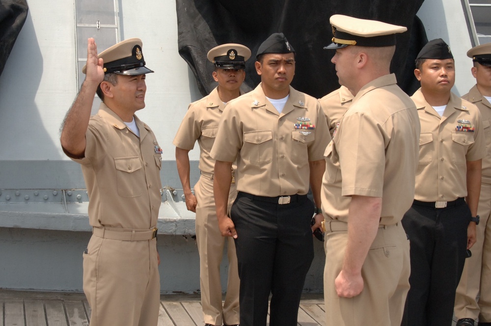 Reenlistment ceremony aboard Battleship Wisconsin