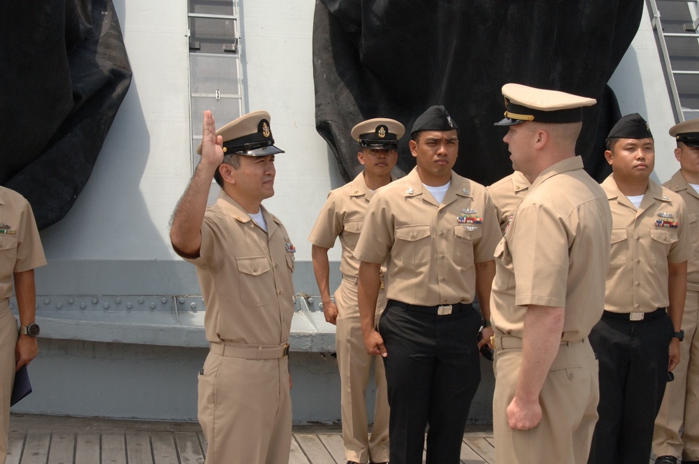 Reenlistment ceremony aboard Battleship Wisconsin