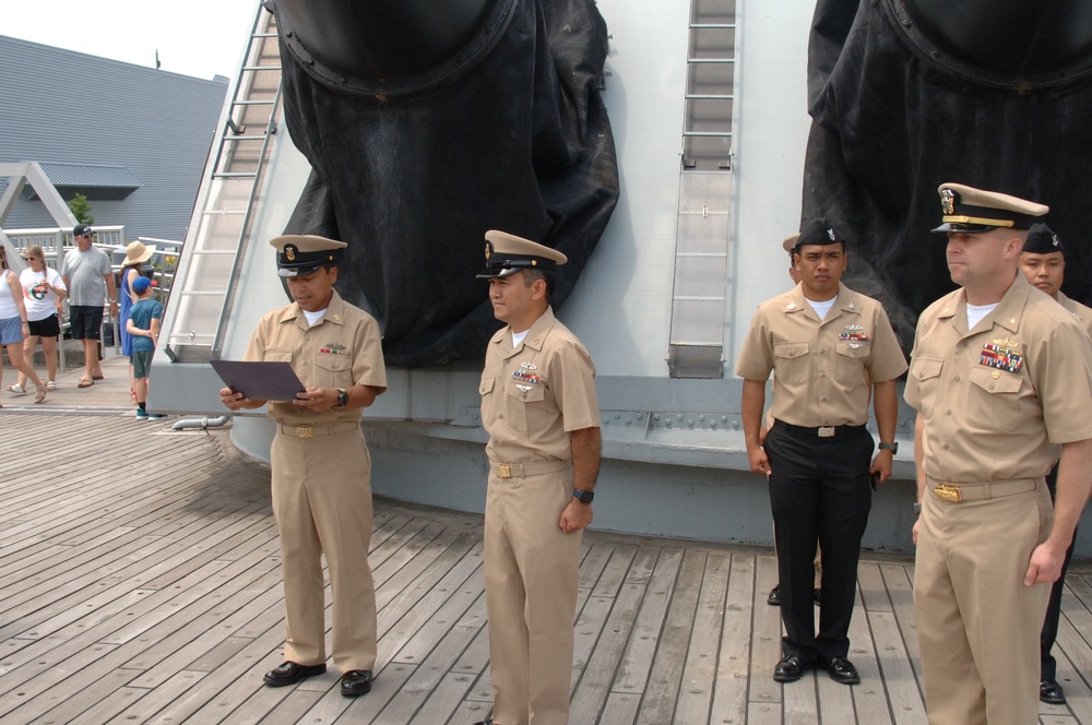 Reenlistment ceremony aboard Battleship Wisconsin